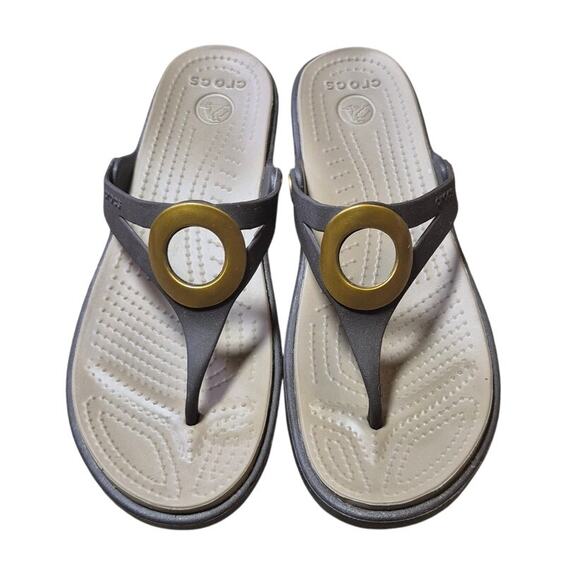CROCS Shoes - Crocs Sanrah Beveled Circle Wedge Sandals Size W10